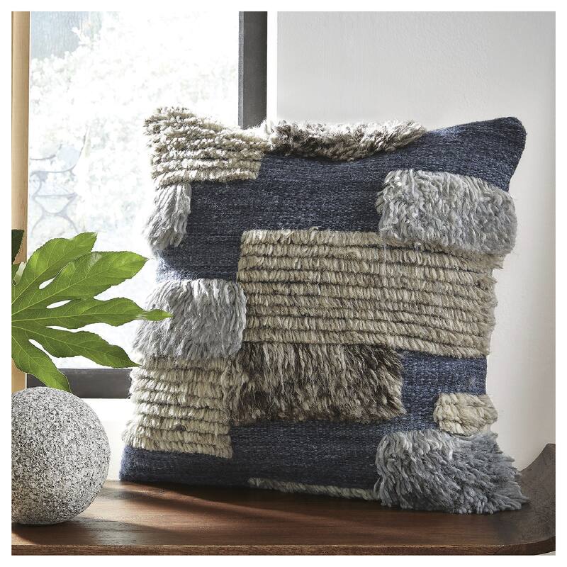 Signature Design by Ashley Gibbend Blue/Gray Pillow (Set of 4) - Pillow Sets - 20"W x 5"D x 20"H - Polyester - Blue/Gray - Set of 3 or More