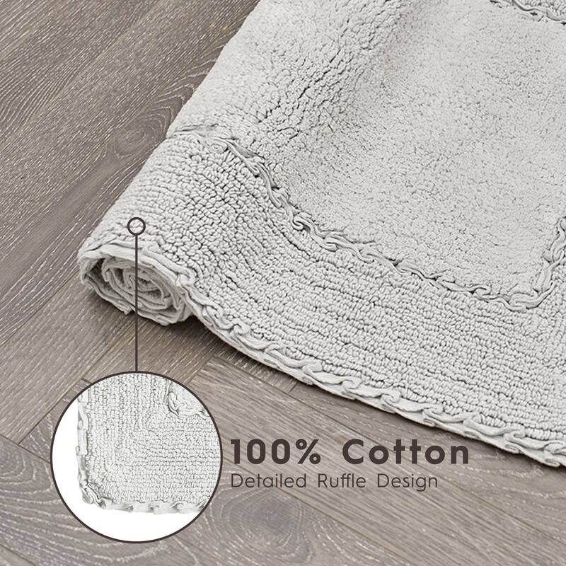 Laura Ashley Ruffle Border Pure Cotton Bath Rugs