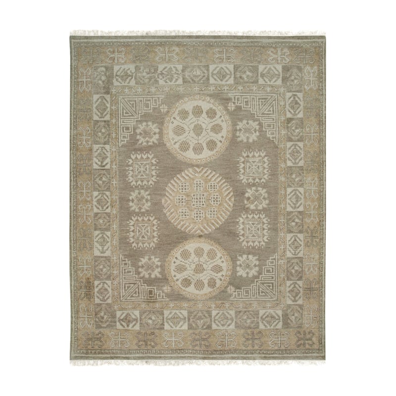 Home Decor EORC Hand-Knotted Wool Khotan Weave Rug, Brown Luxurious & Timeless Area Rug for Adding Warmth and Sophistication