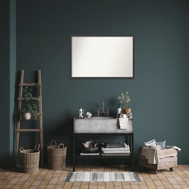 Stylish Black Non-Beveled Wood Framed Bathroom Vanity Wall Mirror - Stylish Black
