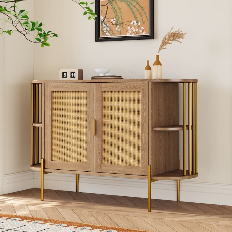 47.2''W 2-Door Elegant Curved Dining Cabinet - N/A