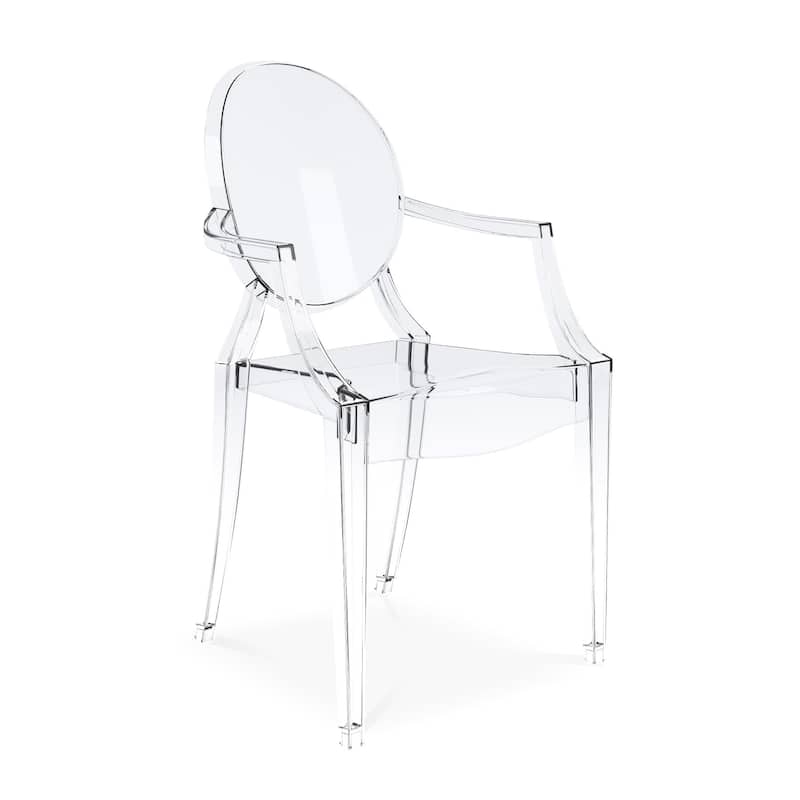 HomeRoots Clear Acrylic King Louis Back Dining Arm Chair
