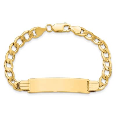 Curata 10mm 14k Engravable Semi solid Curb Link ID Bracelet