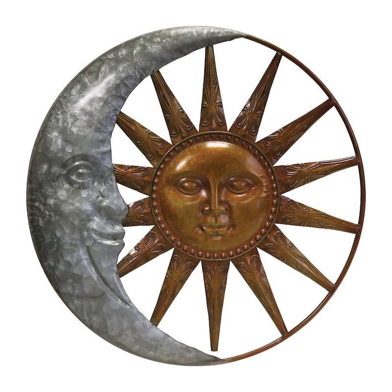 Galvanized Sun and Moon Wall Decor