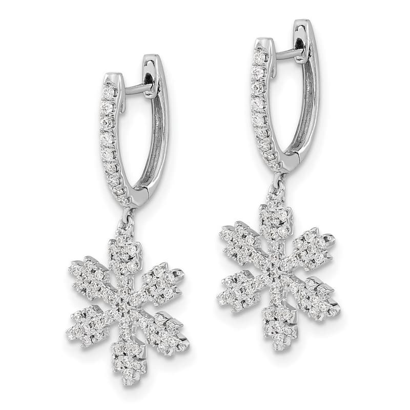 Curata 14k White Gold Diamond Snowflake Earrings - 26x11mm Wide