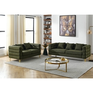 2 Piece Upholstered Sectional Sofa Set Couches Sofas Living Room ...