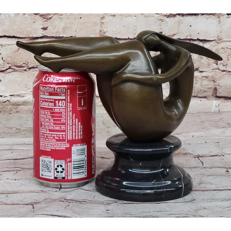 Figurative Curvy Female Figure Bronze Sculpture On Marble Base By Mario Nick