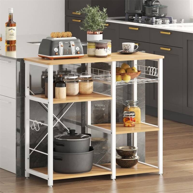 3-Tier Kitchen Baker's Rack Storage Cart Workstation Shelf - 15.7"D x 35.4"W x 32.7"H