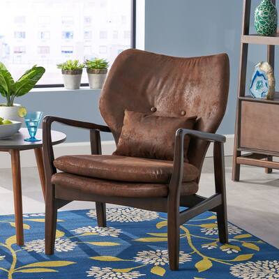 Modern 26.25" Upholstered Button Tufted Club Chair with Wood Legs for Living Room