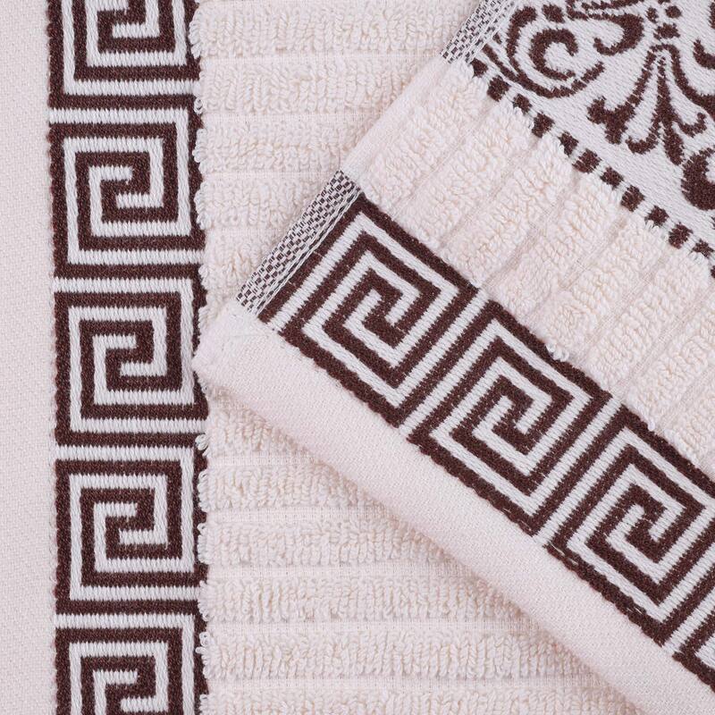 Superior Athens Cotton Floral Border Greek Key 3-Piece Towel Set