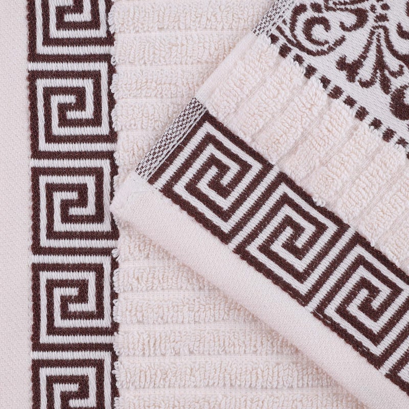 Superior Athens Cotton Floral Border Greek Key 8-Piece Towel Set