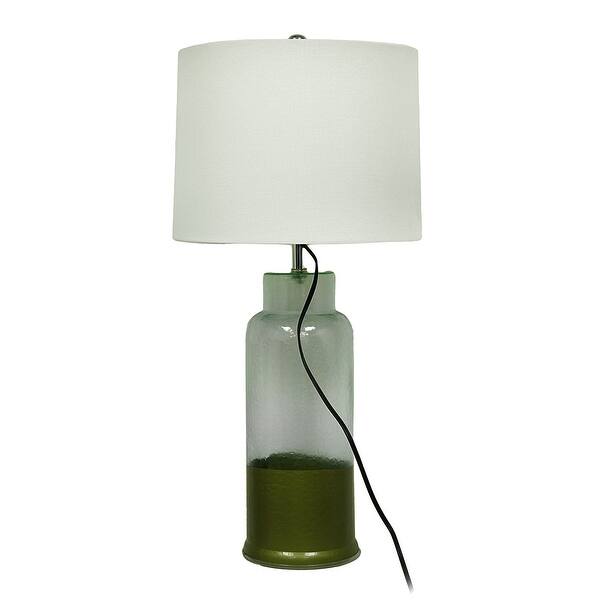 Shop Clear Blue Antique Gold Banded Glass Table Lamp With Fabric