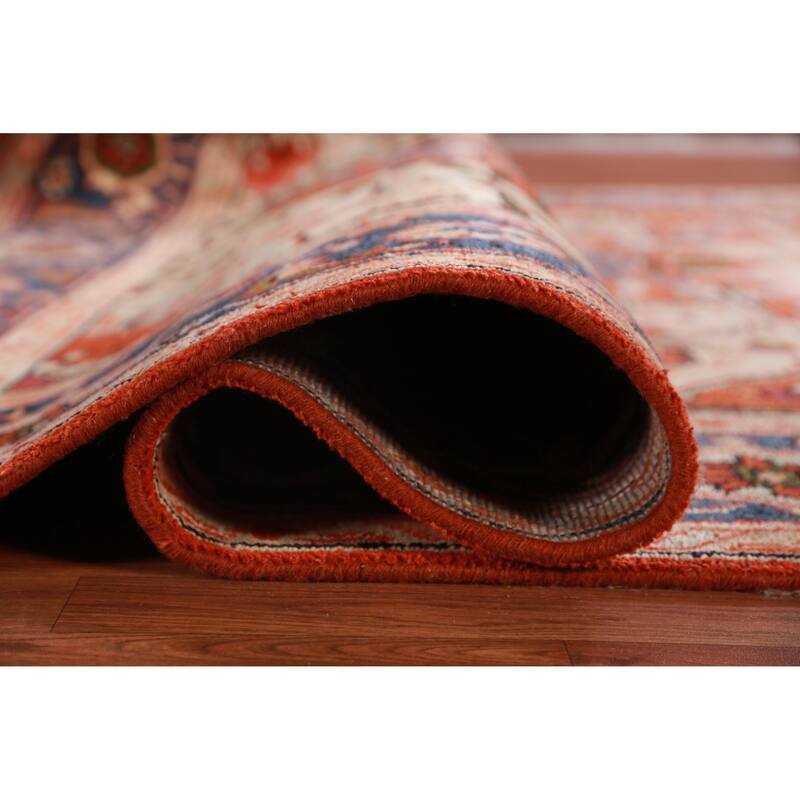 Hand Knotted Oriental 100% Wool Carpet Traditional Medallion Oranges & Rust Heriz (serapi) Area Rug - 11' 10'' X 9' 0''