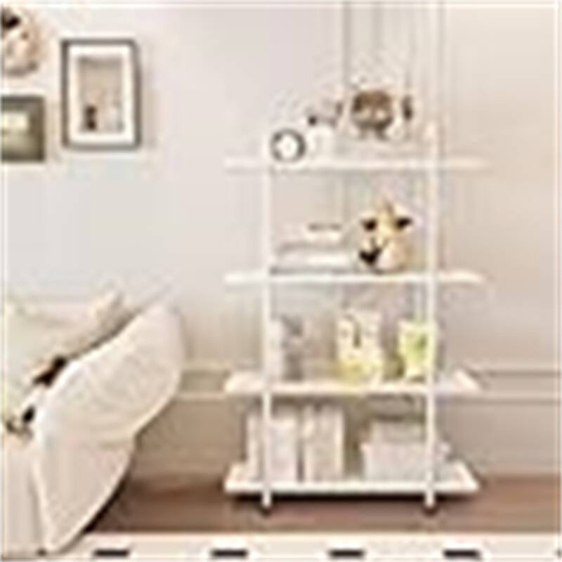 Bookshelf 4 Tiers White Wooden Storage Shelf - 10.87"D x 31.5"W x 48.43"H