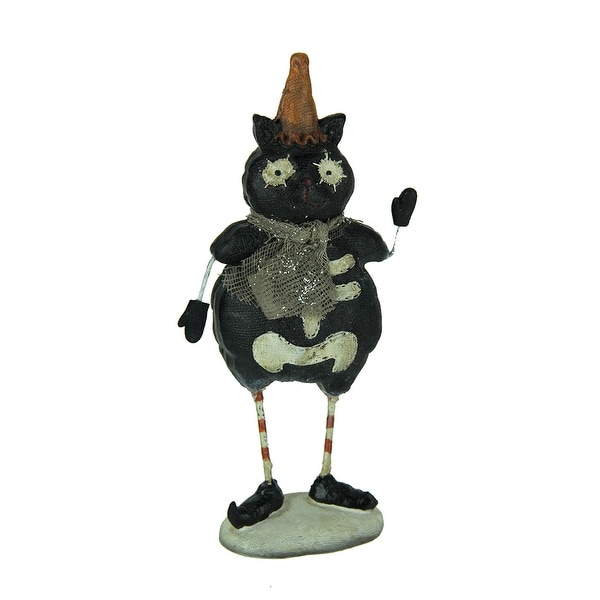 Vintage Look Skeleton Black Cat Statue Halloween Decor - 6.5 X 3 X 1.38 inches