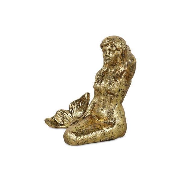 slide 2 of 6, Ceili Golden Cast Iron Mermaid Statue Gold