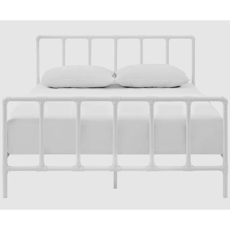 Ovanta Classic White Queen Size Metal Pipe Bed