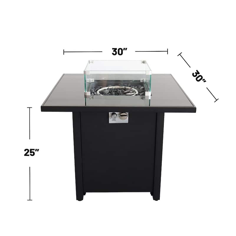 30" Outdoor Rectangle Fire Pit Table in Black