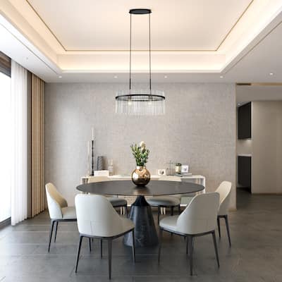 Artcraft Ava 2-Light Chandelier - Black with Clear Glass Rods Shade