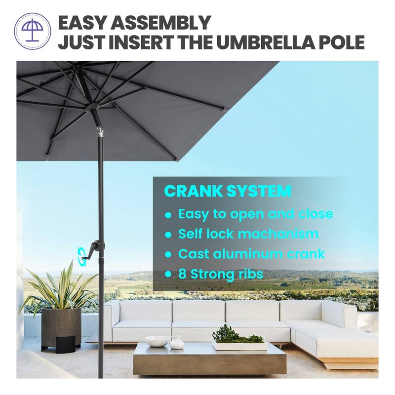 Crestlive Products 9 x 5 FT Patio Outdoor Rectangular Market Umbrella with Base
