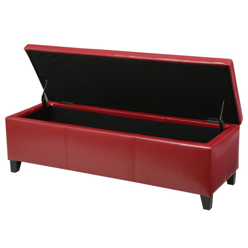 Leather Upholstered Storage Bench Indoor Bench, Ottoman Bench Makeup Bench with Safety Hinges for Mudroom Bedroom