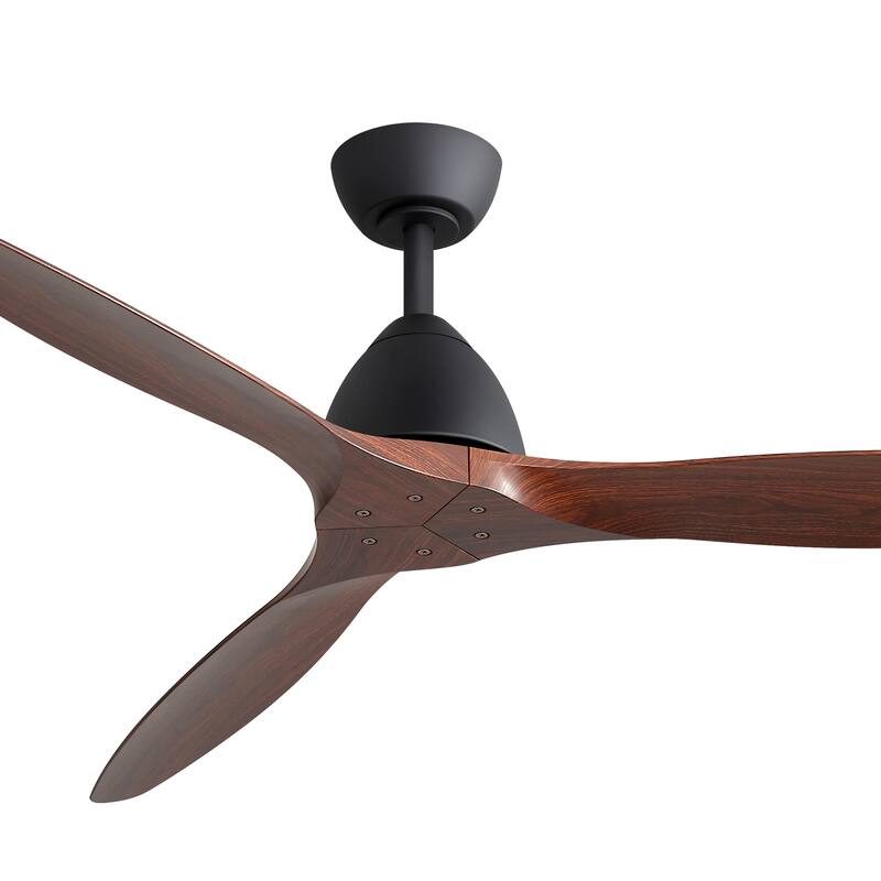 56" Wood Grain ABS 3-Blade Ceiling Fan No Light with Remote