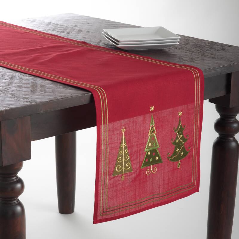 Table Runner with Embroidered Christmas Tree - 16"x54"