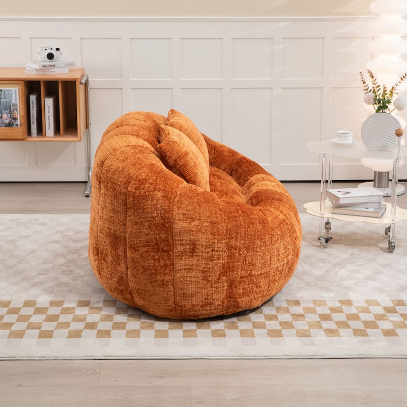 Modern Chenille 2-Seater Bean Bag Chair with 2 Pillows