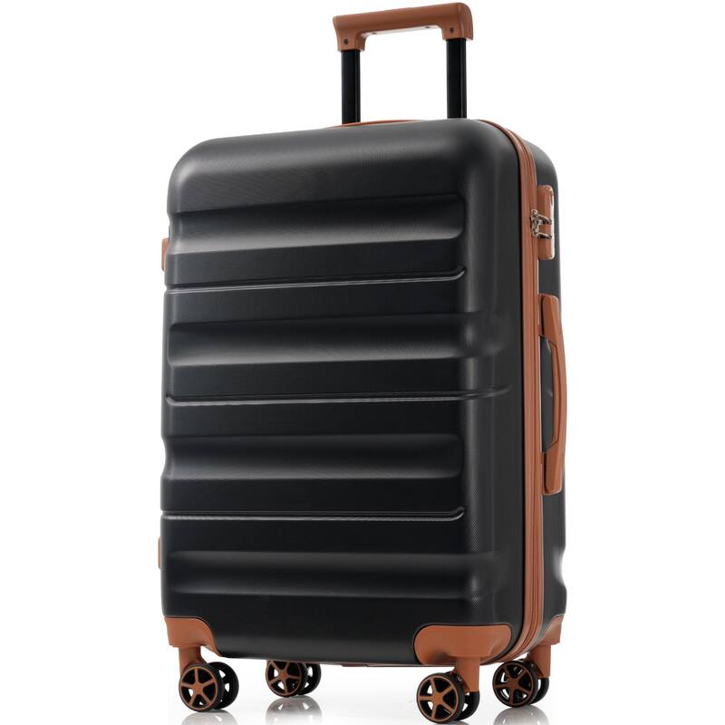 6-Piece Modern Hard-Shell Luggage, Lightweight Luggage with Spinner Wheels, for Boarding Travel, Black Brown