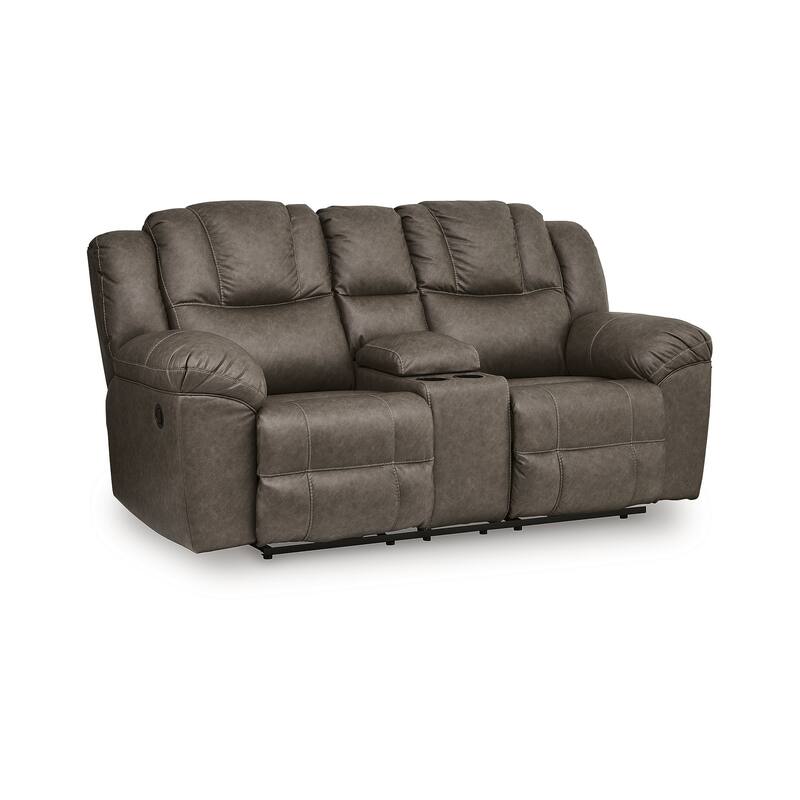 Signature Design by Ashley Windsley Dark Brown Reclining Loveseat with Console - 82" W x 41" D x 42" H