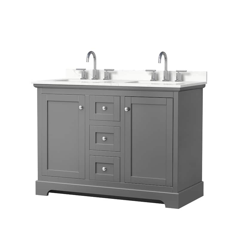 Wyndham Collection WCV232348D-QTZ-US3MXX Avery 48" Free Standing - Dark Gray / Giotto Quartz Top / Polished Chrome