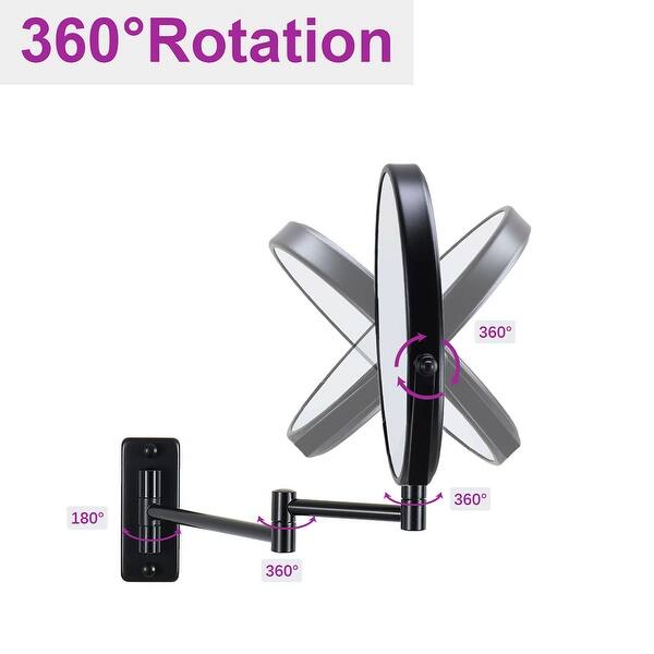 dimension image slide 3 of 11, 8" Bathroom Mirror Wall Mounted Magnifying Reversible Double Sided 1X/10X Makeup Mirror