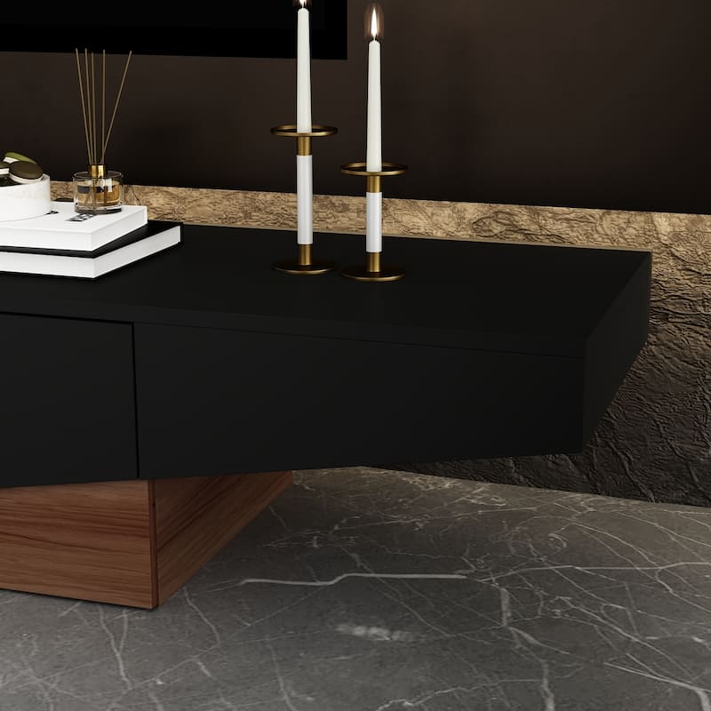 Black&White color scheme TV Cabinet,Entertainment center with 2Drawers - 78.7"W