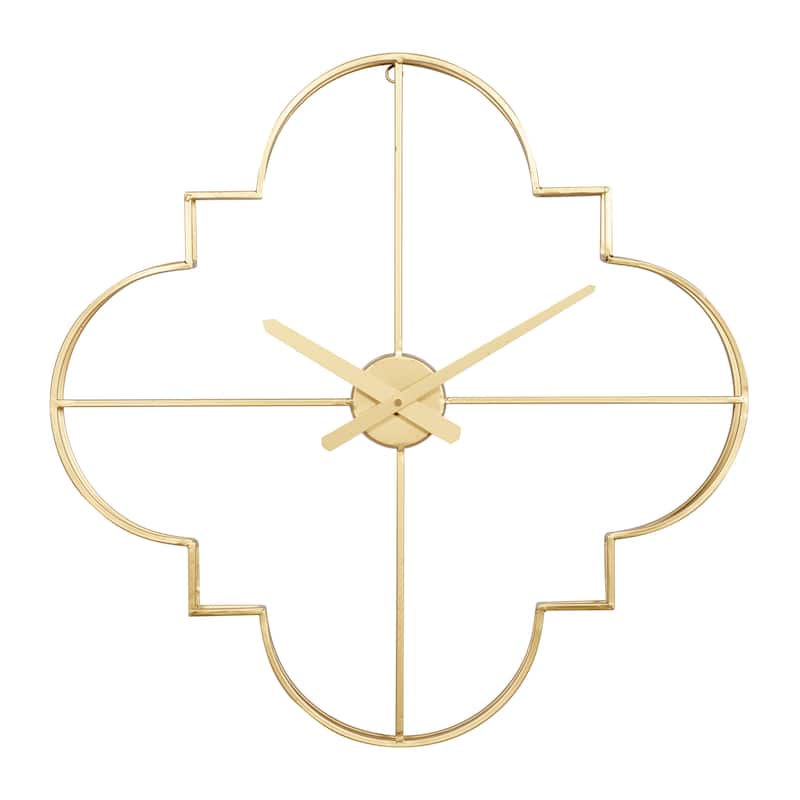 CosmoLiving by Cosmopolitan Gold or Black Metal Open Frame Quatrefoil Wall Clock - 24 x 3 x 24