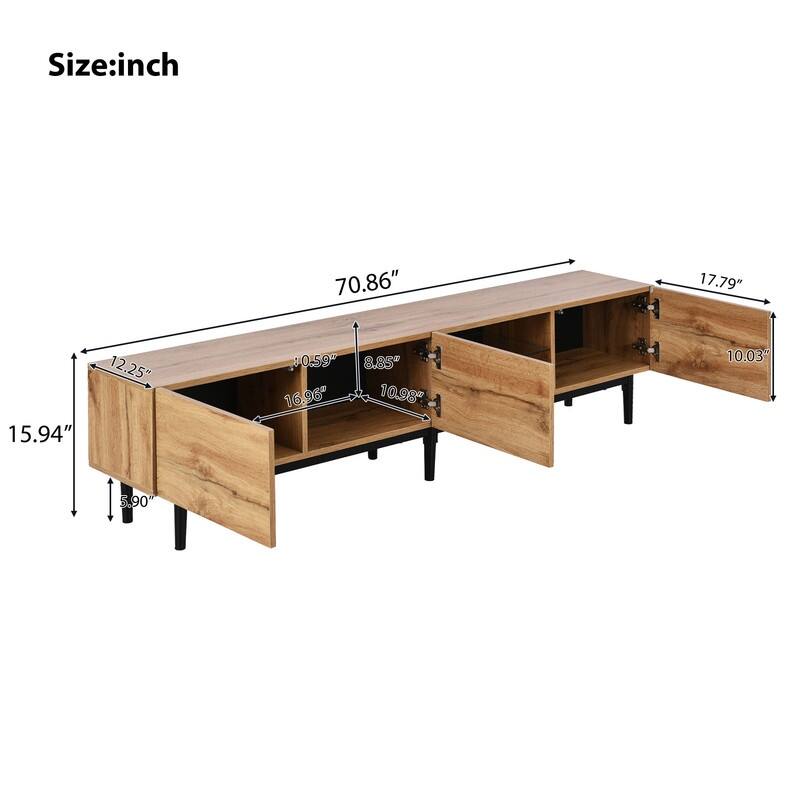 Modern 80-Inch LED TV Stand with 4 Cabinets, Open Shelves, Media Console for Living Room, Bedroom
