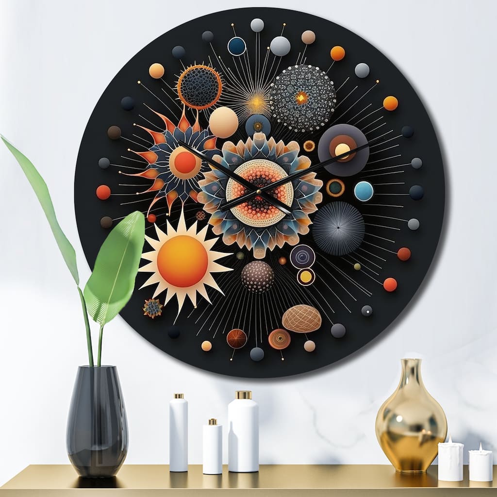 Designart "Geometry Of Spirit Spiritual Abstract V" Modern Geometric Oversized Wall Clock