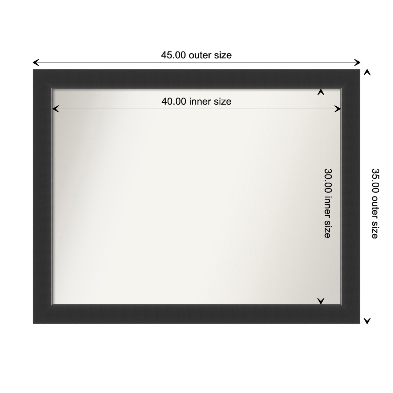 Corvino Black Framed Non-Beveled Custom Wall Mirror, Bathroom Vanity Mirror