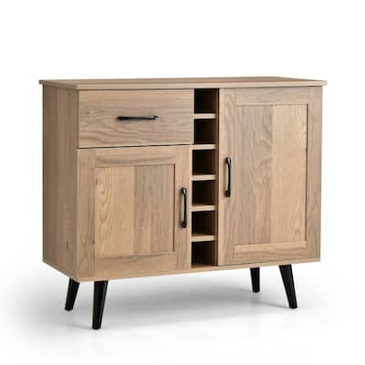 Buffet Sideboard with 6-Bottle Wine Rack Drawer and Adjustable Shelves - 35.5"x 16"x 31"(L x W x H)