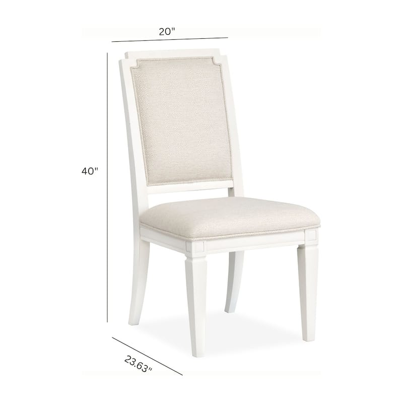 Magnussen Home Willowbrook Egg Shell White Upholstered Side Chair Two Pack - 20''W x 23.63''D x 40''H