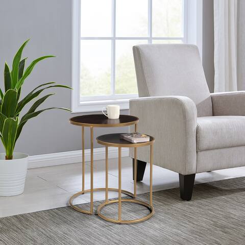 FirsTime & Co. Gold Leah Mid-Century Modern Nesting End Table 2-Piece Set, Metal