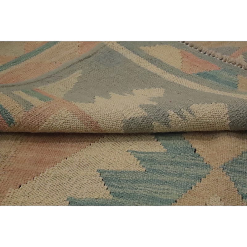 Hand Woven Oriental 100% Wool Carpet Southwestern Tribal Multi-Colored Kilim Area Rug - 6' 2'' X 3' 10''