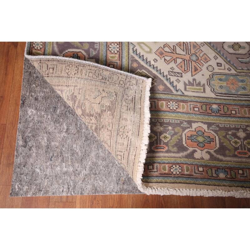 Traditional Tabriz Persian Vintage Rug Hand-Knotted Brown Wool Carpet - 7'6"x 11'1"