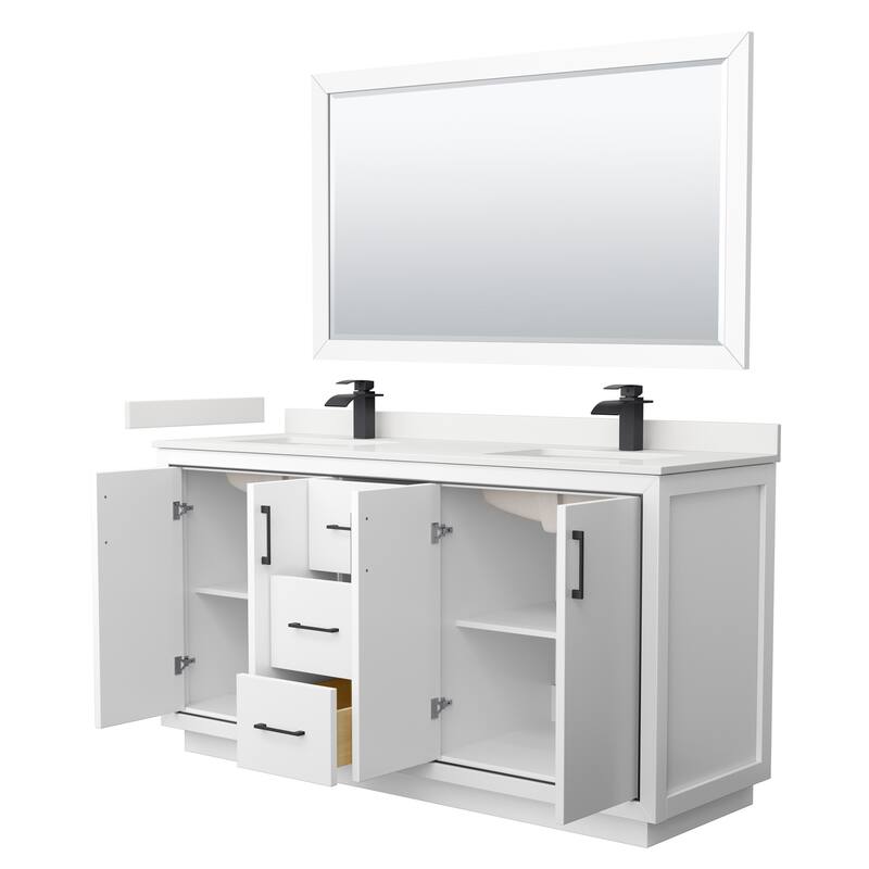 Icon 66-inch Double Vanity, Quartz Top, 58-inch Mirror