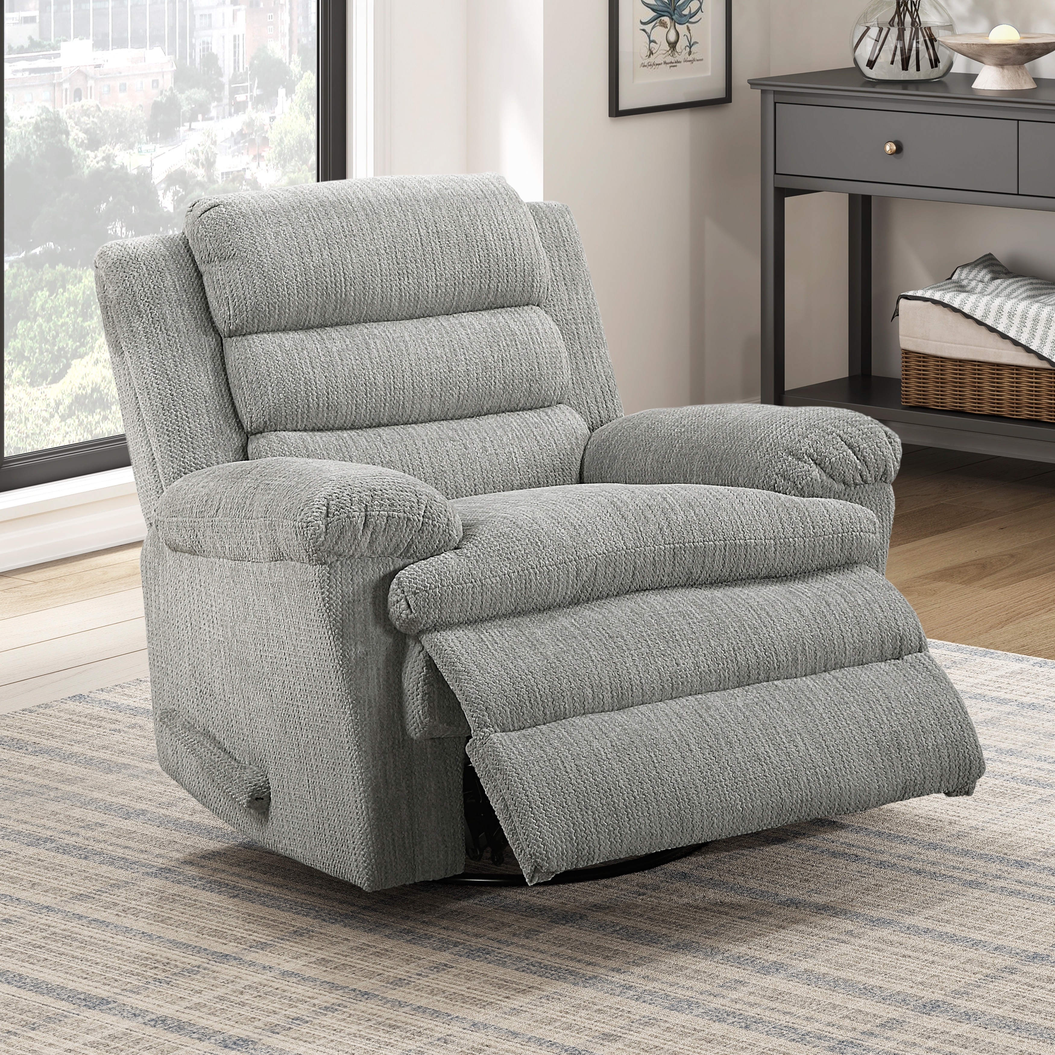 Fremont & Park Sofiane 41" Microfiber Swivel Glider Recliner - Pull-Handle Motion