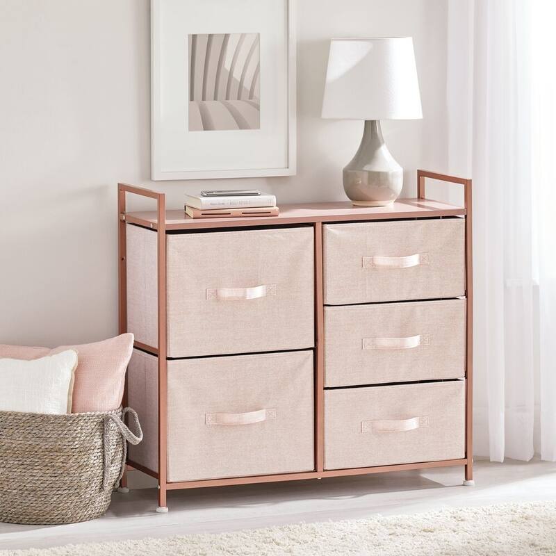 mDesign Wide Dresser Storage Tower Organizer Unit, 5 Drawers