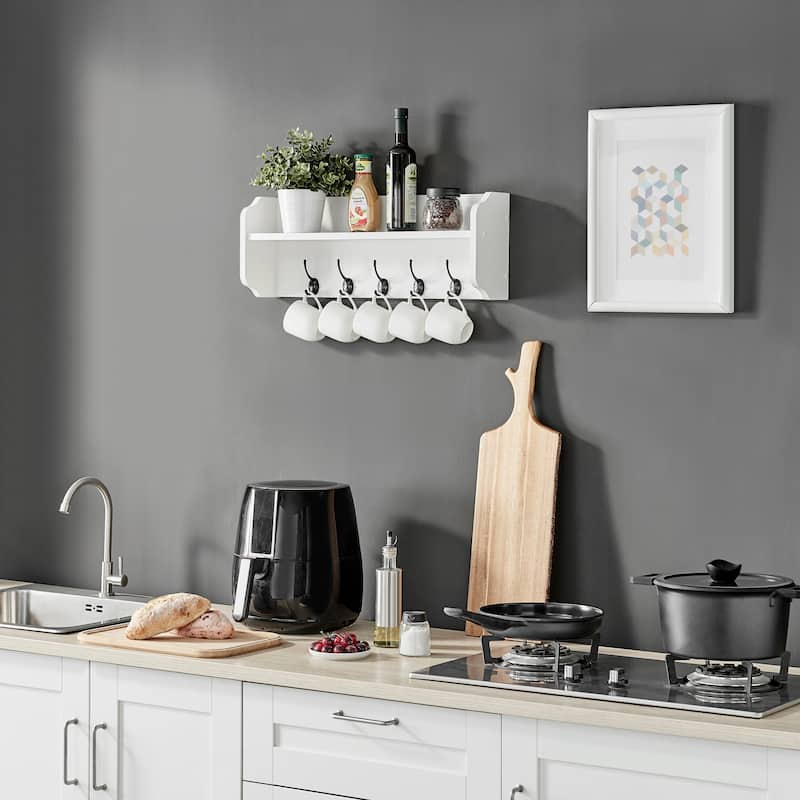 Danya B. Entryway Floating Utility Wall Shelf with Hooks