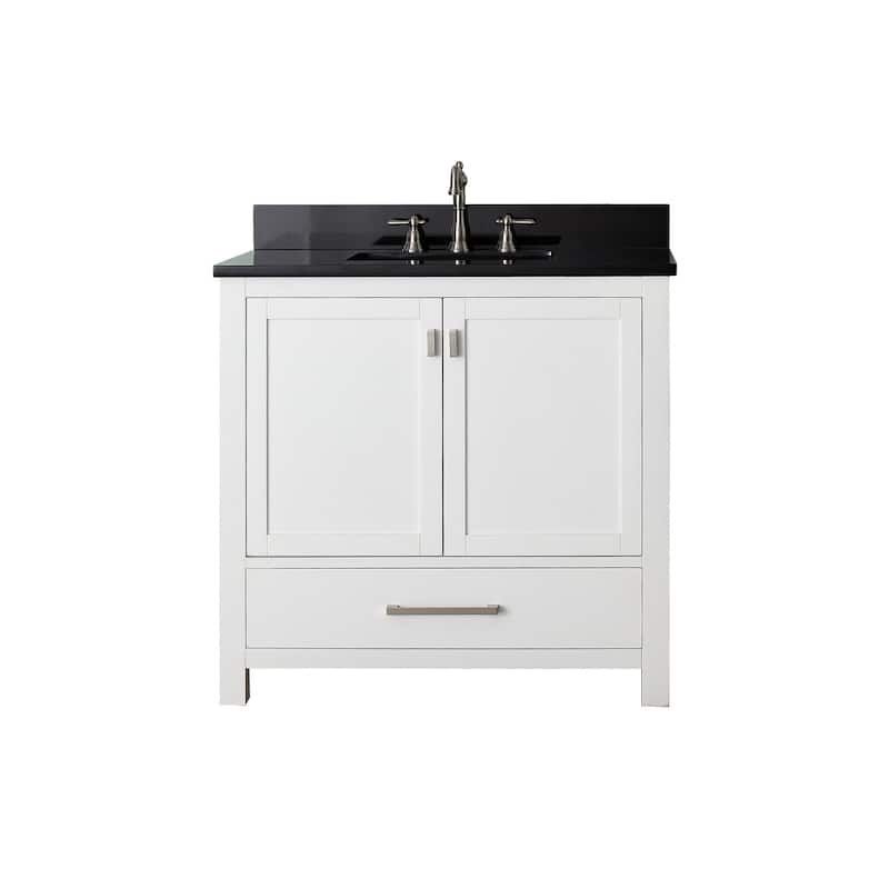 Modero 36 in. Single Sink Bathroom Vanity in White with Carrara Marble Top - 37"W x 22"D x 35"H