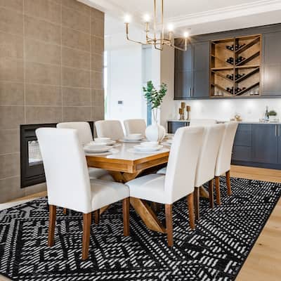 Black Ivory Tribal Pattern Stylish and Durable Area Rug