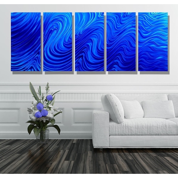 Statements2000 3D Metal Wall Mirror Art Abstract Blue Painting Decor Jon Allen 