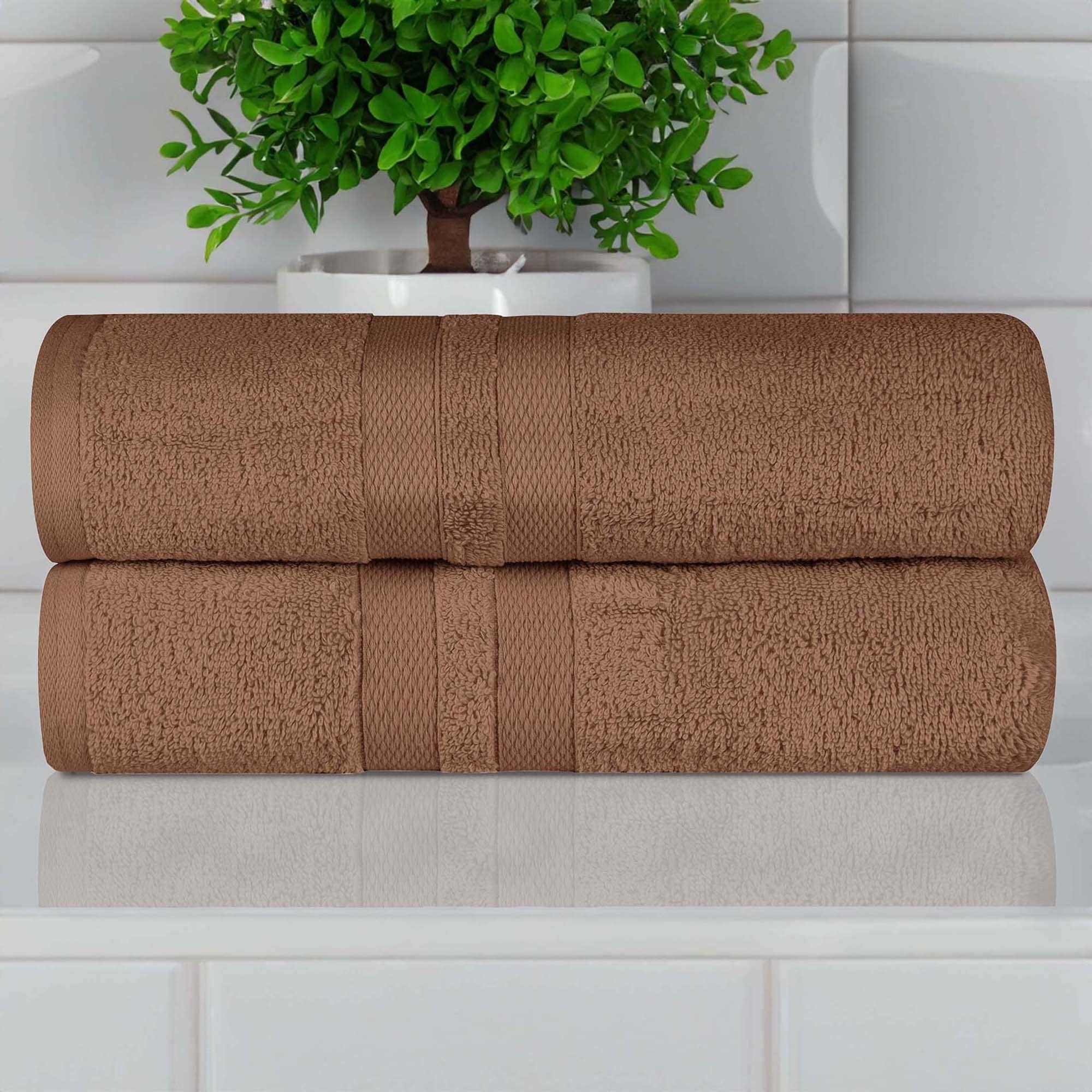 Superior Ultra-Soft Cotton Solid Medium Weight Bath Towel Set of 2